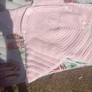 Pink And White Crochet Baby Swaddle